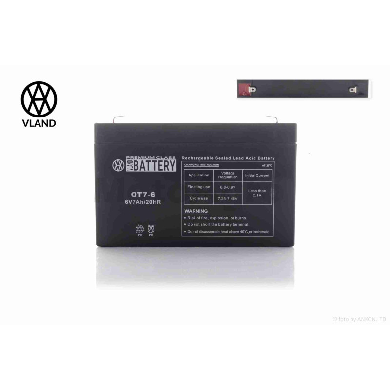 АКБ  SLA  6V 7A  151-35-94-100mm  OT7-6  "VLAND"  (2026)