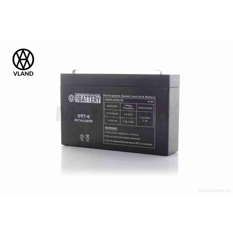 АКБ  SLA  6V 7A  151-35-94-100mm  OT7-6  "VLAND"  (2026)