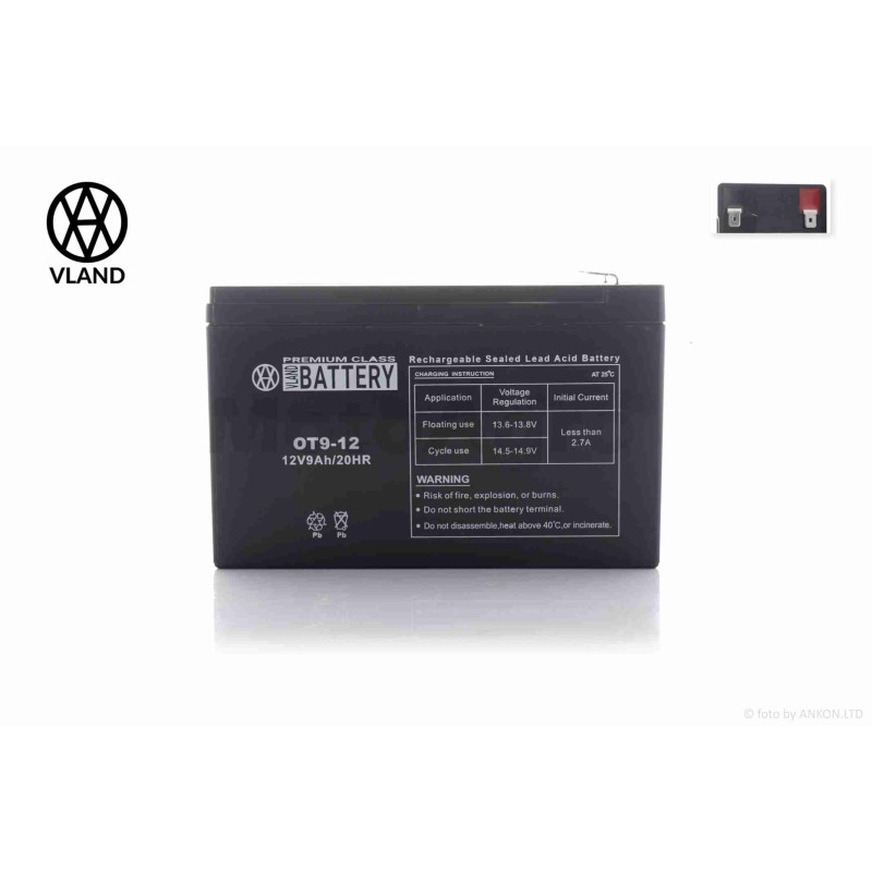 АКБ  SLA  12V 9A  151-65-94mm  OT9-12  "VLAND"  (2026)