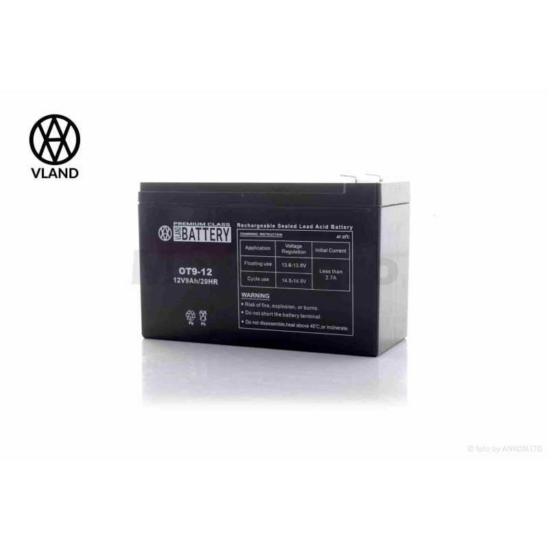 АКБ  SLA  12V 9A  151-65-94mm  OT9-12  "VLAND"  (2026)