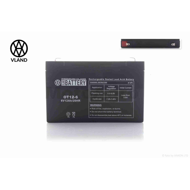 АКБ  SLA  6V 12A  151-50-94mm  OT12-6  "VLAND"  (2026)