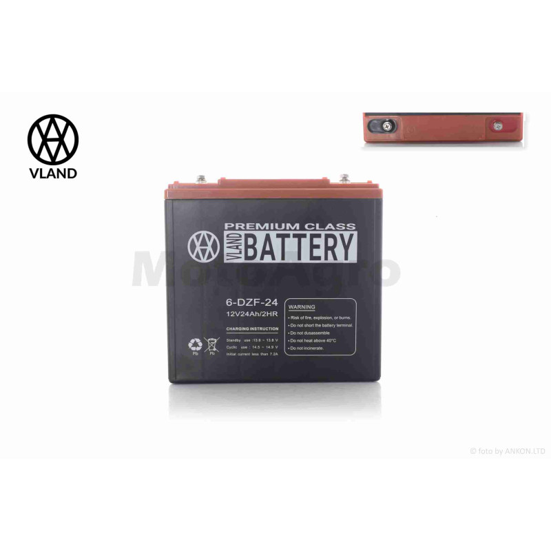 Акумулятор  AGM  12V  24A  180-78-170mm  6-DZF-24  тяговий  "VLAND"  (E-bike, електро вело/скутери 2025)
