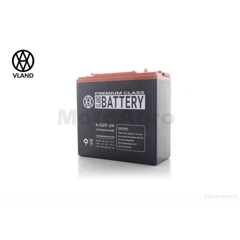 Акумулятор  AGM  12V  24A  180-78-170mm  6-DZF-24  тяговий  "VLAND"  (E-bike, електро вело/скутери 2025)