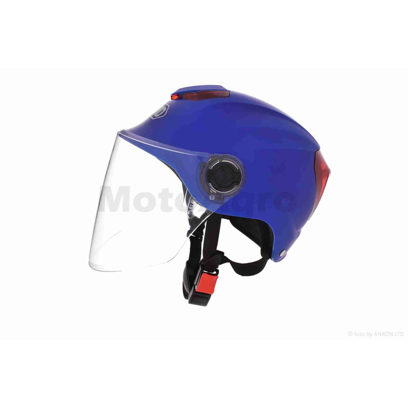 Шолом відкритий (мото 50cc/вело/самокат)  "DAVID"  (#D308, синій матовий, M-XL, ABS)