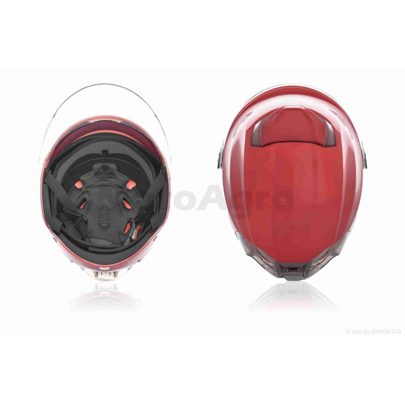 Шолом відкритий (мото 50cc/вело/самокат)  "DAVID"  (#S308, червоний глянсовий, M-XL, окуляри)