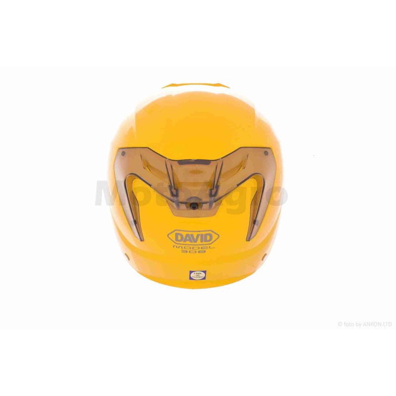 Шолом відкритий (мото 50cc/вело/самокат)  "DAVID"  (#S308, жовтий глянців, M-XL, окуляри)