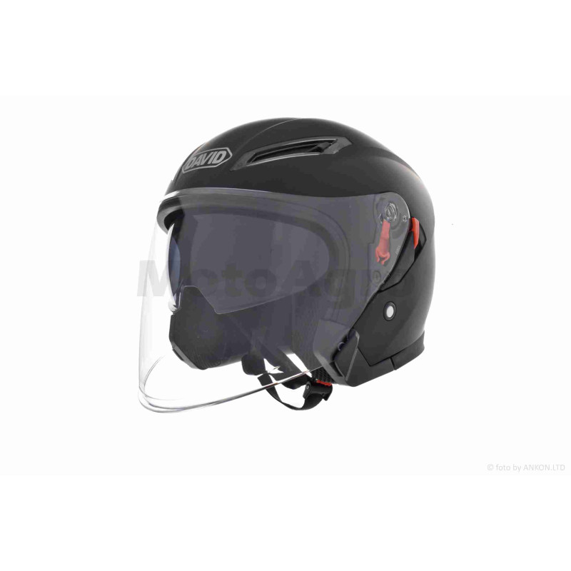 Шолом відкритий  "DAVID"  (#D019, чорний матовий, L, окуляри, ABS)