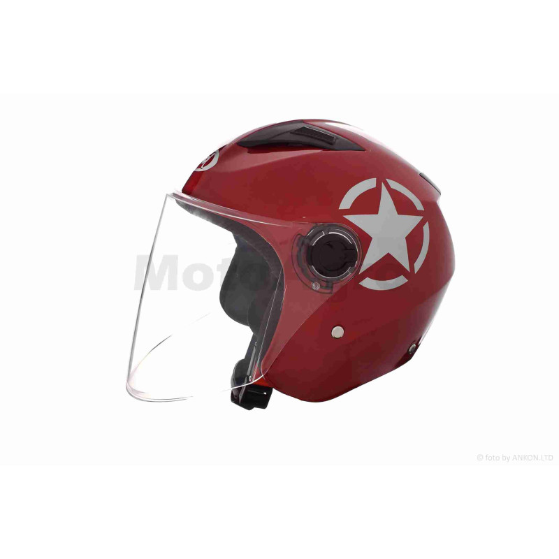 Шолом відкритий  "DAVID"  (#D017, червоний Willys Star, S, ABS)