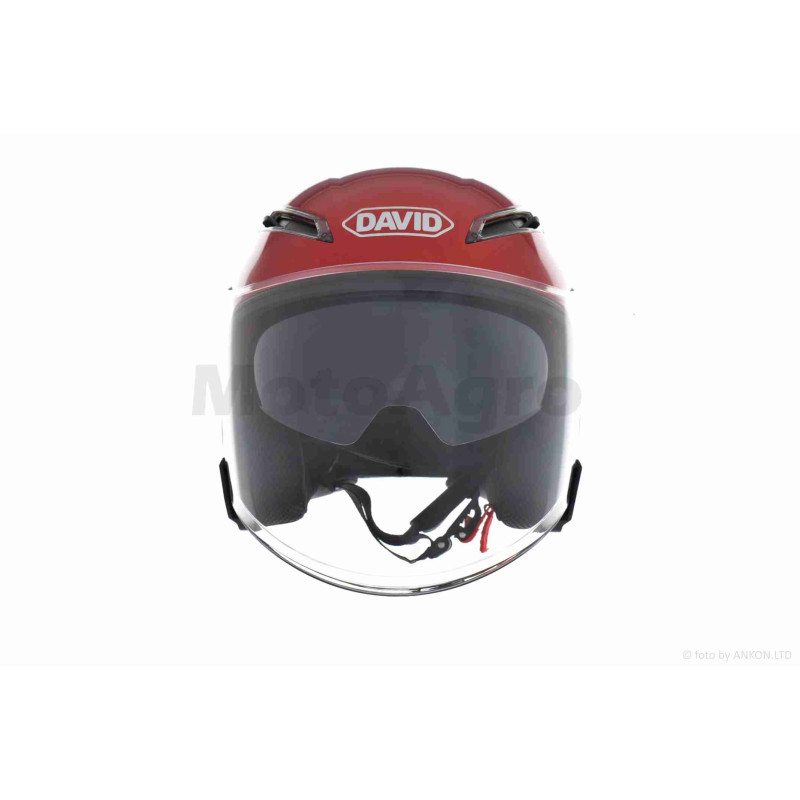 Шолом відкритий  "DAVID"  (#D019, червоний глянсовий, S, окуляри, ABS)