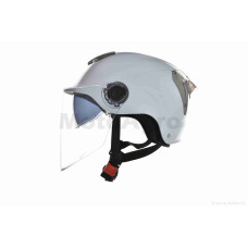 Шолом відкритий (мото 50cc/вело/самокат) "DAVID" ( S308 сріблястий глянсовий M-XL окуляри)
