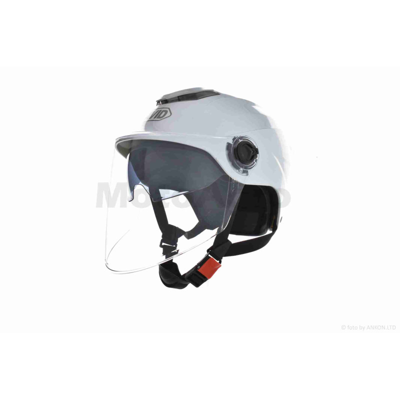 Шолом відкритий (мото 50cc/вело/самокат)  "DAVID"  (#S308, сріблястий глянсовий, M-XL, окуляри)