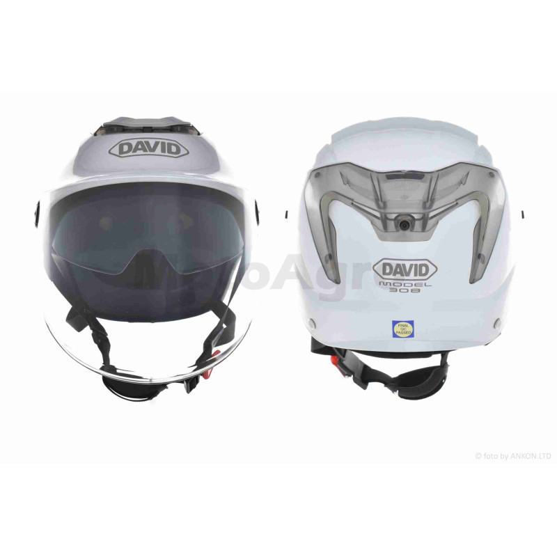 Шолом відкритий (мото 50cc/вело/самокат)  "DAVID"  (#S308, сріблястий глянсовий, M-XL, окуляри)