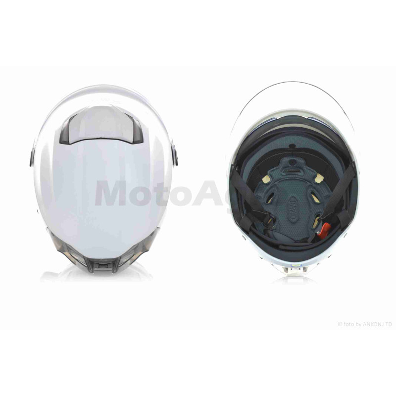 Шолом відкритий (мото 50cc/вело/самокат)  "DAVID"  (#S308, сріблястий глянсовий, M-XL, окуляри)