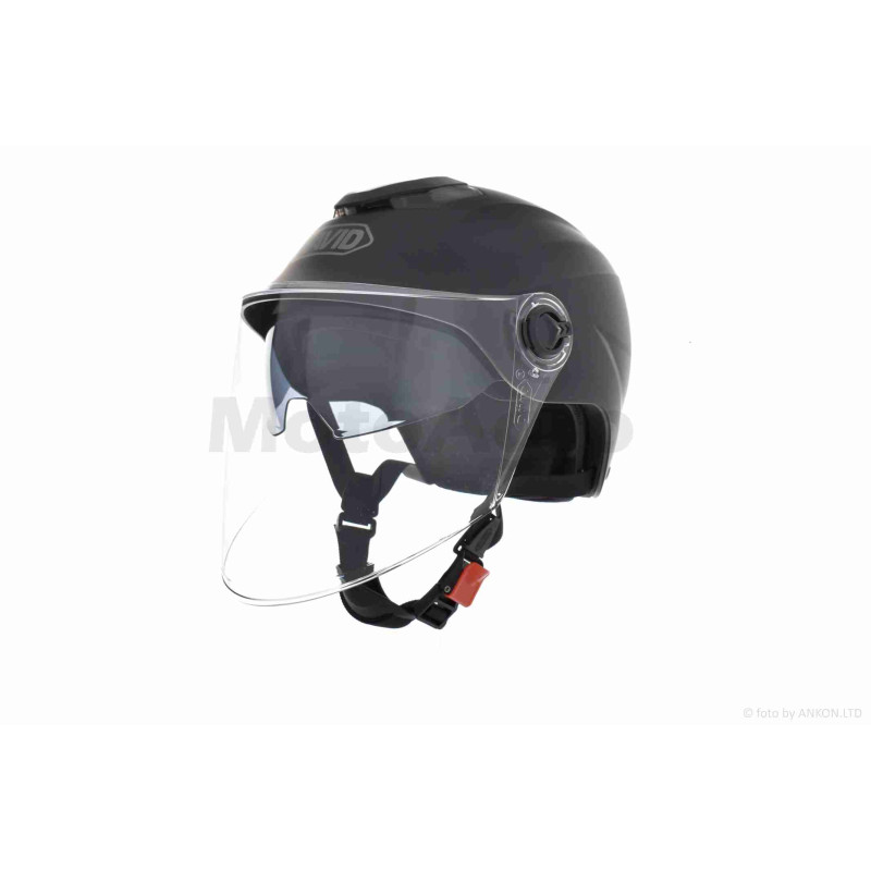 Шолом відкритий (мото 50cc/вело/самокат)  "DAVID"  (#S308, чорний матовий, M-XL, окуляри)