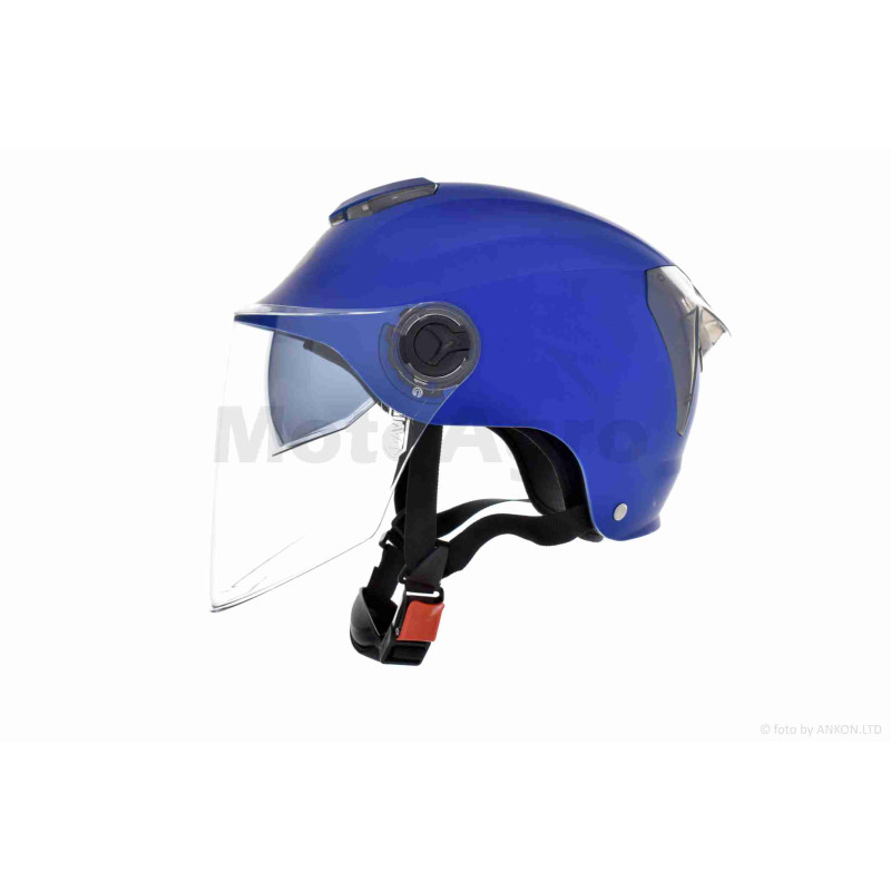 Шолом відкритий (мото 50cc/вело/самокат)  "DAVID"  (#S308, синій матовий, M-XL, окуляри, ABS)