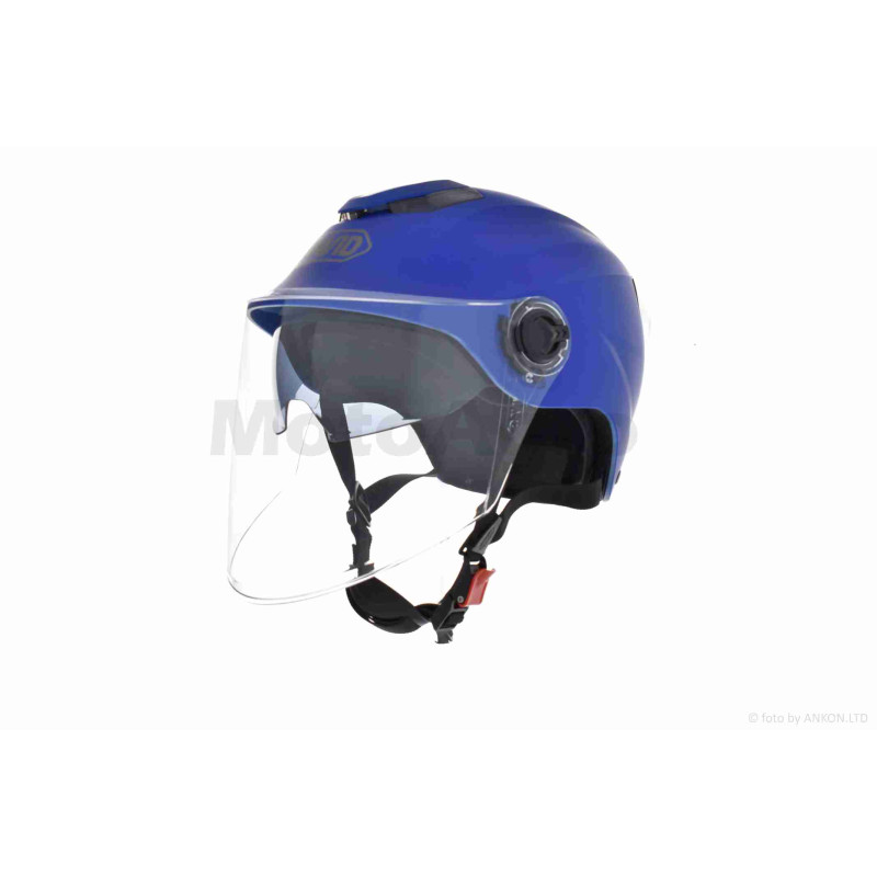 Шолом відкритий (мото 50cc/вело/самокат)  "DAVID"  (#S308, синій матовий, M-XL, окуляри, ABS)