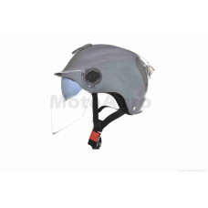 Шолом відкритий (мото 50cc/вело/самокат) "DAVID" ( S308 сірий глянсовий M-XL окуляри)