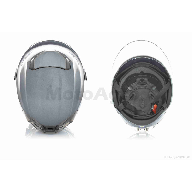 Шолом відкритий (мото 50cc/вело/самокат)  "DAVID"  (#S308, сірий глянсовий, M-XL, окуляри)