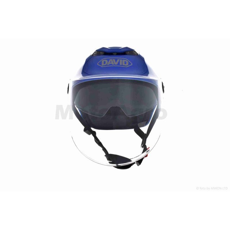 Шолом відкритий (мото 50cc/вело/самокат)  "DAVID"  (#S308, синій глянсовий, M-XL, окуляри)