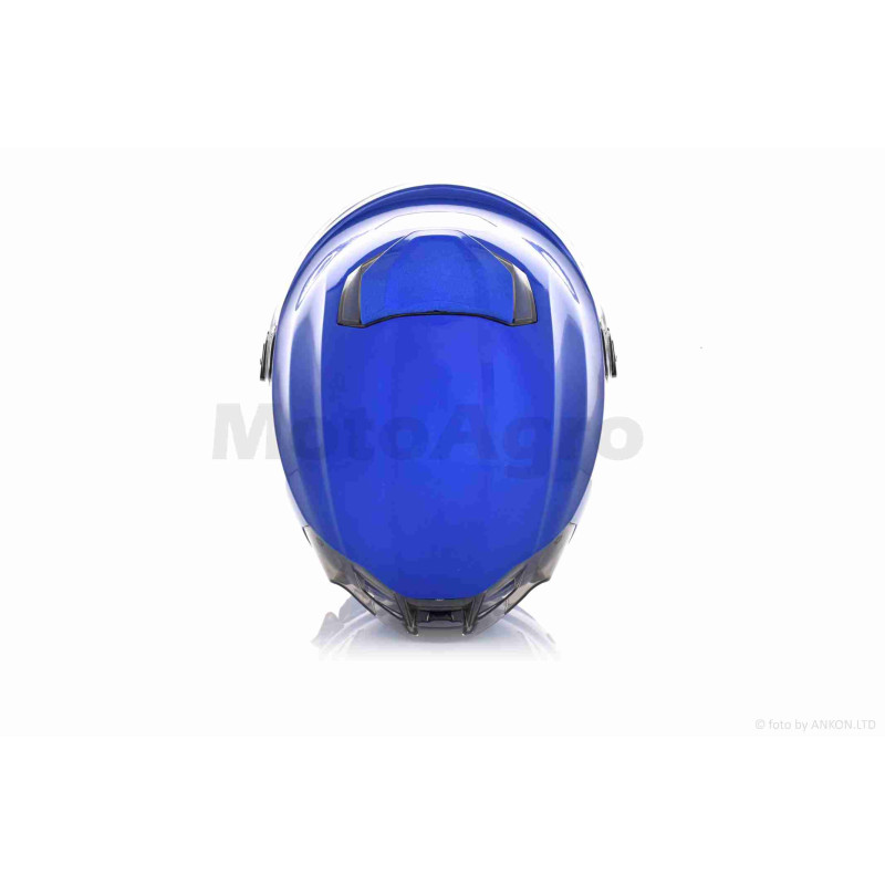 Шолом відкритий (мото 50cc/вело/самокат)  "DAVID"  (#S308, синій глянсовий, M-XL, окуляри)