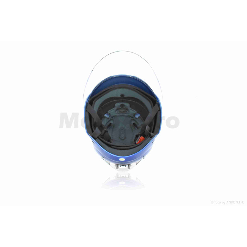 Шолом відкритий (мото 50cc/вело/самокат)  "DAVID"  (#S308, синій глянсовий, M-XL, окуляри)