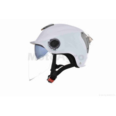 Шолом відкритий (мото 50cc/вело/самокат) "DAVID" ( S308 білий глянсовий M-XL окуляри)