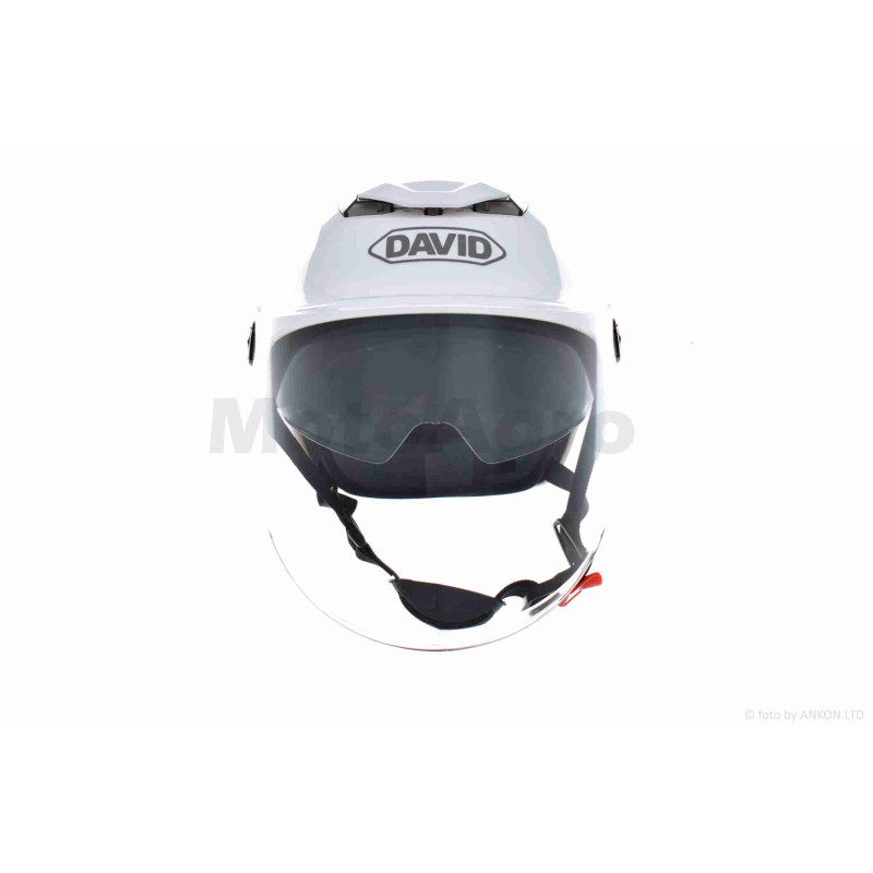 Шолом відкритий (мото 50cc/вело/самокат)  "DAVID"  (#S308, білий глянсовий, M-XL, окуляри)