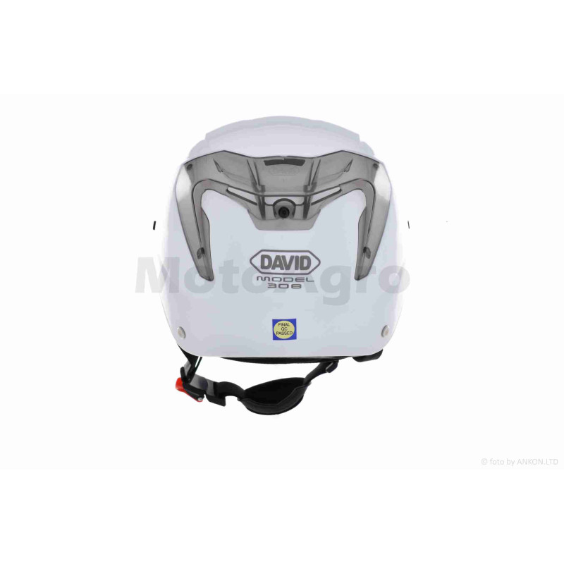 Шолом відкритий (мото 50cc/вело/самокат)  "DAVID"  (#S308, білий глянсовий, M-XL, окуляри)
