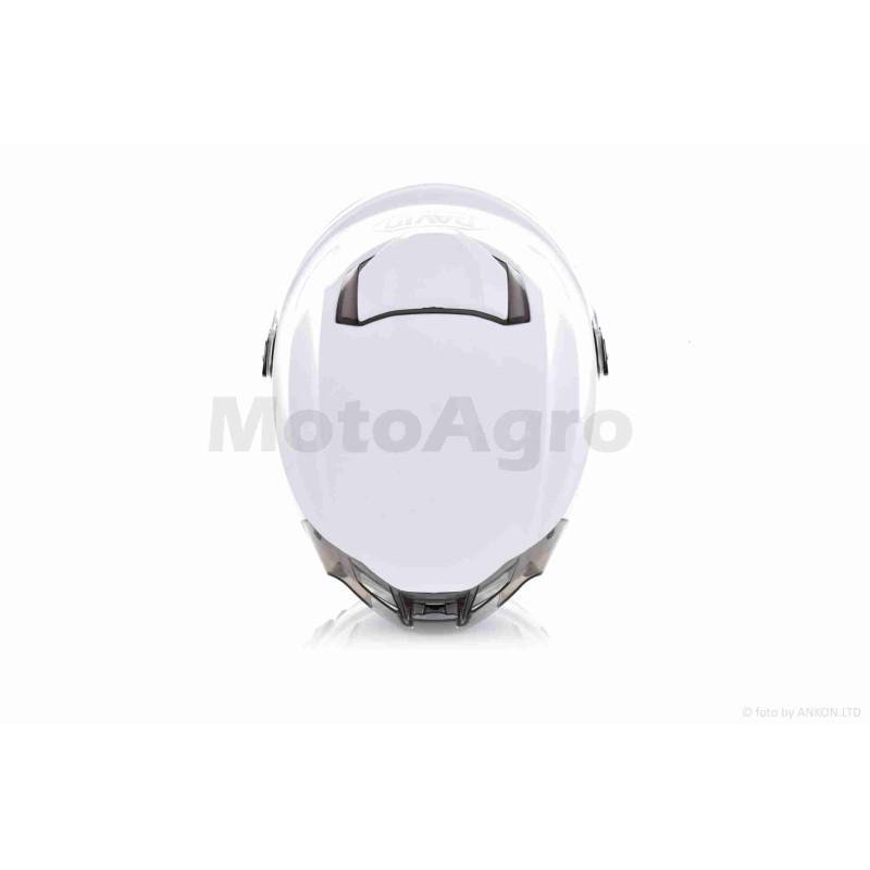 Шолом відкритий (мото 50cc/вело/самокат)  "DAVID"  (#S308, білий глянсовий, M-XL, окуляри)