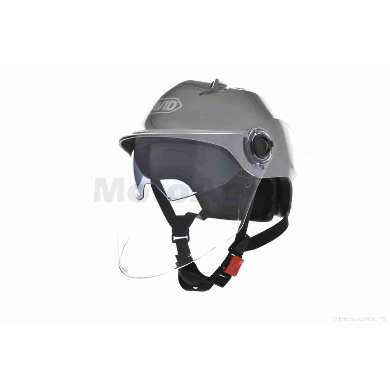 Шолом відкритий (мото 50cc/вело/самокат)  "DAVID"  (#S309, сірий глянсовий, M-XL, окуляри)
