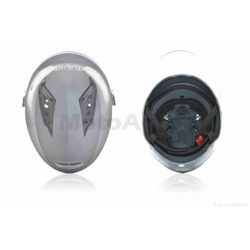 Шолом відкритий (мото 50cc/вело/самокат)  "DAVID"  (#S309, сірий глянсовий, M-XL, окуляри)
