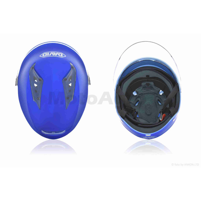 Шолом відкритий (мото 50cc/вело/самокат)  "DAVID"  (#S309, синій матовий, M-XL, окуляри, ABS)