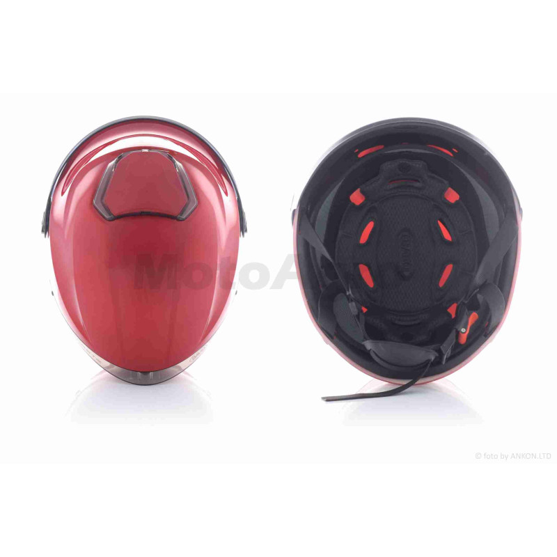 Шолом відкритий  "DAVID"  (#S307, червоний глянсовий, тонований візор, M-XL, ABS)