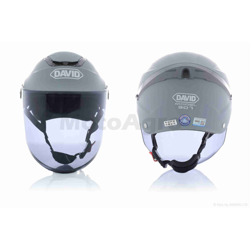 Шолом відкритий  "DAVID"  (#D307, сірий матовий, тонований візор, M-XL, ABS)