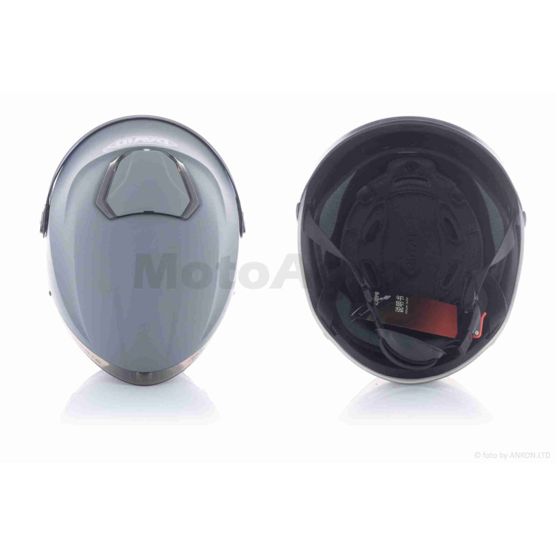 Шолом відкритий  "DAVID"  (#D307, сірий матовий, тонований візор, M-XL, ABS)