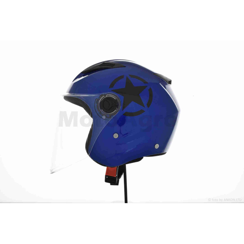 Шолом відкритий  "DAVID"  (#D017, синій Willys Star, XL, АБС-пластик)