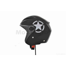 Шолом відкритий "DAVID" ( D017 чорний матовий Willys Star XL ABS сіра зірка)
