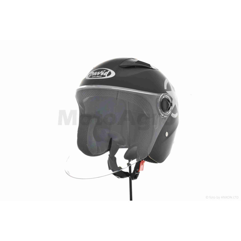 Шолом відкритий  "DAVID"  (#D017, чорний матовий Willys Star, XL, ABS, сіра зірка)