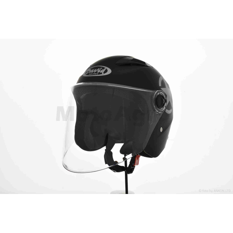 Шолом відкритий  "DAVID"  (#D017, чорний матовий Willys Star, XL, ABS, сіра зірка)