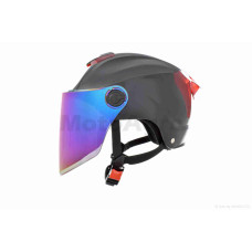 Шолом відкритий (мото 50cc/вело/самокат) "DAVID" ( D308 чорний глянсовий регулятор розміру окуляри 