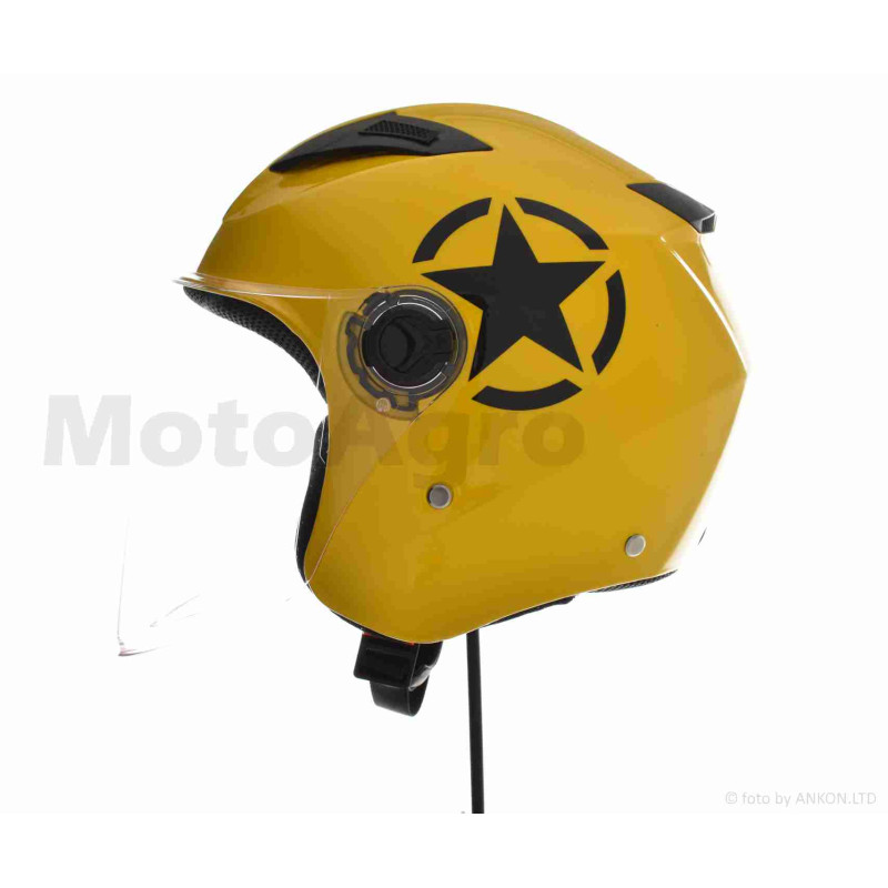 Шолом відкритий  "DAVID"  (#D017, жовтий Willys Star, M, ABS, чорна зірка)