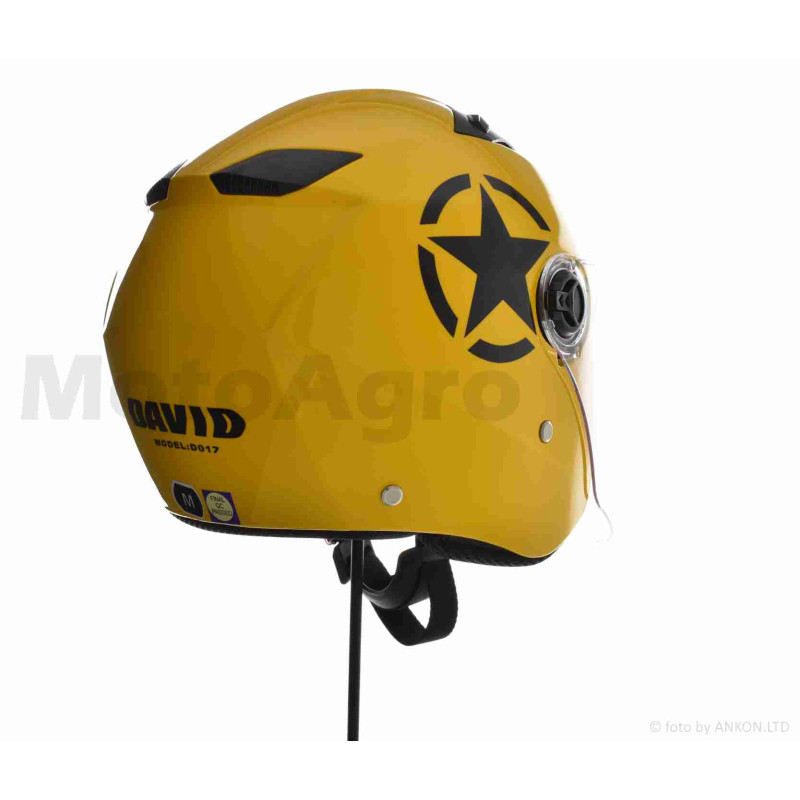 Шолом відкритий  "DAVID"  (#D017, жовтий Willys Star, M, ABS, чорна зірка)