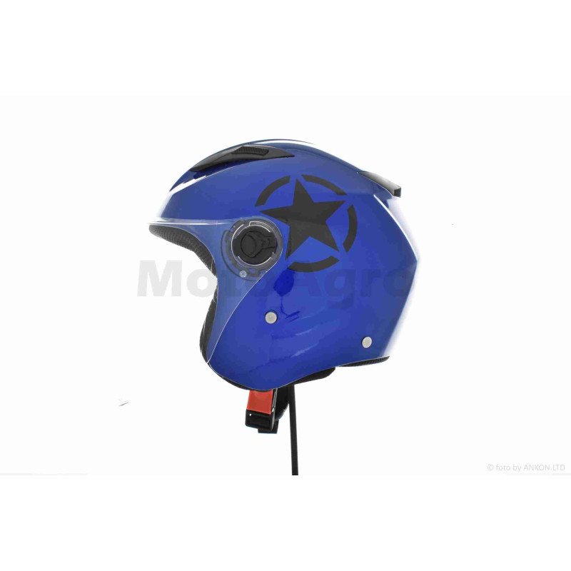 Шолом відкритий  "DAVID"  (#D017, синій Willys Star, M, АБС-пластик)