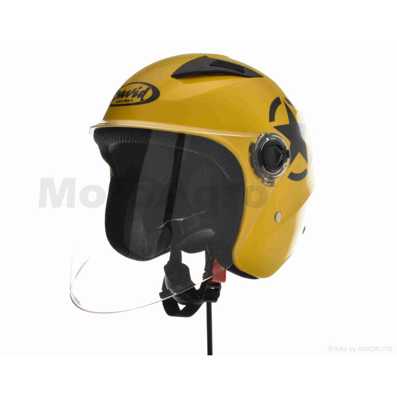 Шолом відкритий  "DAVID"  (#D017, жовтий Willys Star, L, ABS, чорна зірка)