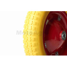 Колесо для тачки у зборі 3.00-8 (поліуретанове жовте втулка Ø16)