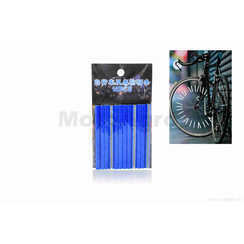 Світловідбивачі на спиці  12шт  сині   L-74  D-5 #FGT-001