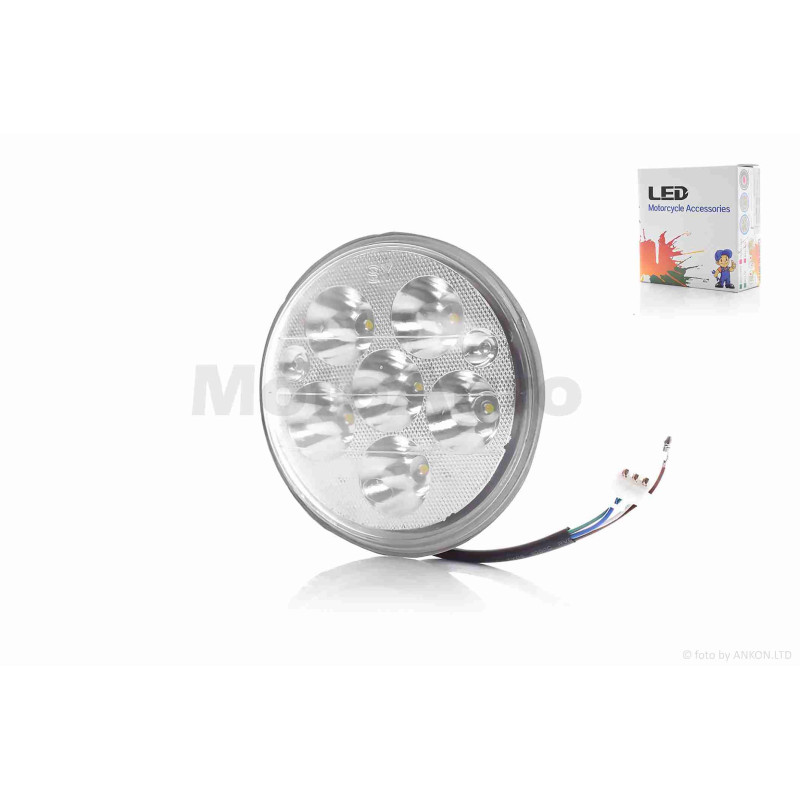 Модуль светодиодный в фару  Alpha  круглый, 6 диодов, D140  со стеклом  #2