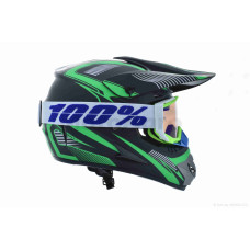 Шолом кросовий "IBK" ( HETOSHI чорно-зелений матовий M +кросові окуляри)