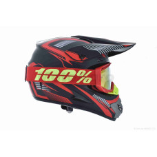 Шолом кросовий "IBK" ( HETOSHI чорно-червоний матовий XS + кросові окуляри)