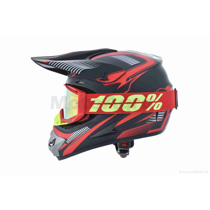 Шолом кросовий  "IBK"  (#HETOSHI, чорно-червоний, матовий, XS, + кросові окуляри)